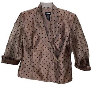 Kathy Roberts Bronze Brown Polka Dot Cocktail Jacket Womens Size 16